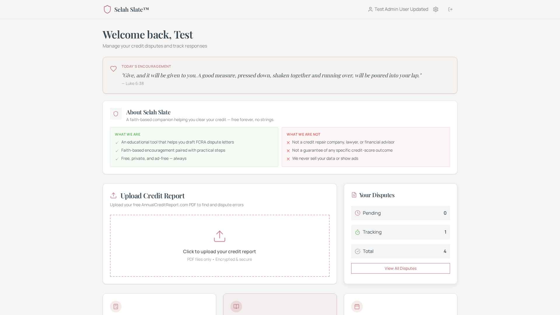 Selah Slate dashboard